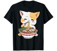 Short Sleeve?Kawaii Neko Ramen Cute Ramen Cat Japanese Noodle Funny Anime T Shirt?Top Sweatshirt M