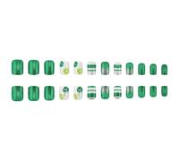 Short Square Press On Nails Green Shamrock Multied Unghie Staccabili Per Le Celebrazioni Del Giorno Patrick E Le Feste Patrick's Day Nail