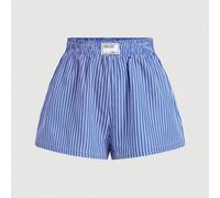 Shorts a righe blu e bianche con cinturino elastico da donna con decorazione di una lettera dell'alfabeto L,M,S,XL,XS,XXL,XXS,XXXL,XXXXLLettere,A strisceTessuto intrecciato