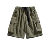 Shorts Cargo Elastici Vita Comoda Quick Dry(Green L) | Design cargo classico, tasche multiple funzionali, tessuto leggero traspirante, ideale estate