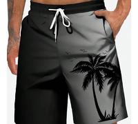 Shorts casual da esterno a righe di cocco in ombré con stampa 3D digitale. Taglie grandi per uomo, con coulisse in vita, singolo strato senza fodera, ideale per l'uso quotidiano, le vacanze e il tempo