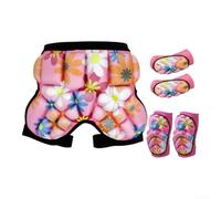 Shorts Protezione Cadute Sci Nylon Spandex Leggeri | Protezione focalizzata cosce e anca, materiale termosaldato , riduce la paura delle (Pink + knee+ elbow Size S: 20-30 kg)