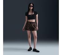 Shorts stampati in French Terry a vita media 10 cm Nike Chill Terry - Donna - Marrone L (IT 48-50)