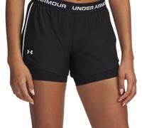 Under Armour Tech Play Up 2in1 Shorts Pantaloncini, Nero/Nero/Bianco, M Donna