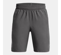 Shorts Under Armour Tech™ Woven Wordmark da ragazzo Castlerock / Bianco YMD (137 - 149 cm)
