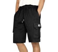Shorts Uomo Pantaloni Corti da Lavoro Corto Pantaloni da Lavoro Corti Strappati Mare Lungo Palestra Eleganti Pantaloncini Tennis Short Cotone Taglie Forti Uomo Nero S
