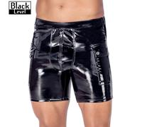 Black Level Vinyl Shorts with Padded Zip 2890569 Black S