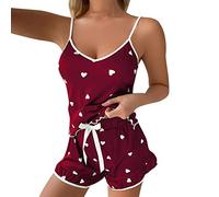 Shorty Pigiama da donna con spalline, pigiama estivo da donna, senza maniche, in due pezzi, elegante, per la casa, di grandi dimensioni, comodo, sexy, morbido, per il sonno, per feste