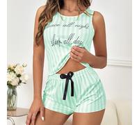 Shorty, pigiama da donna con spalline, pigiama estivo, senza maniche, taglie grandi, in due pezzi, elegante, comodo, sexy, morbido, casual, da donna