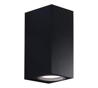SHOT BOTLIGHTING TOLEDO2 Applique da Parete Doppia Emissione GU10 | Corpo in Alluminio e Diffusore in Vetro | Design Moderno | IP65 Per Interni ed Esterni | 220-240V (NERO)