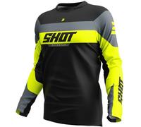Shot Devo League Maglia da motocross, nero-grigio-giallo, taglia XS per maschi