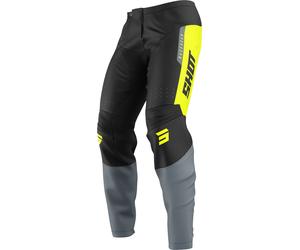 Shot Devo League Pantaloni da motocross, nero/grigio/giallo, Taglia 36
