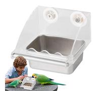 Shotet Feeding Bowl - Strato ausiliario per uccelli, ciotola per alimenti trasparente, stabile anti-scivolo, in acciaio inox, con facile configurazione per terrazze interne