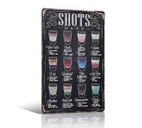 Shots MENU Targa in metallo, Placca da parete, Cafe BAR, Ristorante, Man CAVE, Alcol