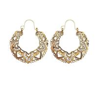 SHOUKAII Ear Cuff Earrings for Women Retro Semicircle Pattern Earrings Carved Fan Shaped Earrings Gold Elegant Earrings Wedding Women Accessories Jewelry Huge Hoop Earrings for Women
