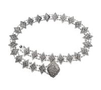 SHOUKAII Necklaces Vintage Silver Color Metal Belly Chains Carved Flower Women Dress Dance Waist Belt Metal Body Chain