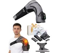 Shoulder Massager - Shoulder Heating Pad with Massage, Cordless Heated Shoulders Wrap with 3 Intensity Levels, Adjustable Straps for Deep Tissue, One-Button Operation