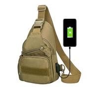 Shoulder Sling Backpack, impermeabile, borsa per uso esterno, adorabile quotidianamente, borsa per il campeggio, viaggi, camminare, gear, uomo, nero, mimetico, cachi, cachi., Se référer au descriptif