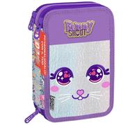 Shout Bunny | Astuccio a 3 Scomparti per Bambino da Scuola Elementare Media, Astuccio Completo di 44 Pezzi a Tre Zip con Portapenne