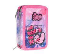 Shout Kittylove | Astuccio a 3 Scomparti per Bambina da Scuola Elementare Media, Astuccio Completo di 44 Pezzi a Tre Zip con Portapenne