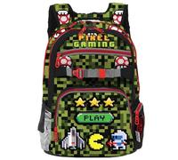 Shout Pixel Gaming | Zaino Scuola Elementare per Bambini per Cibo e Acqua Zainetto da Bambino o Bambina con 4 Compartimenti e Portaborraccia - Zaino Heavy Weighter