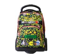 Shout Pixel Gaming | Zaino Trolley Sganciabile da Scuola Elementare e Media per Bambini con Ruote in Gomma Zainetto da Bambino o Bambina - Trolley D-Touch