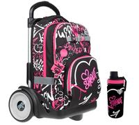Shout Zaino Trolley Sganciabile 2 in 1 per Bambini Scuola Elementare e Media con Ruote in Gomma, 4 Scomparti e Portaborraccia - D-Touch Spray Girl C/Clip-On 32x20x43 cm 28L