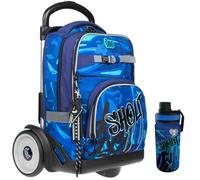 Shout Zaino Trolley Sganciabile 2 in 1 per Bambini Scuola Elementare e Media con Ruote in Gomma, 4 Scomparti e Portaborraccia - D-Touch Spray Boy C/Clip-On 32x20x43 cm 28L