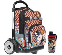 Shout Zaino Trolley Sganciabile 2 in 1 per Bambini Scuola Elementare e Media con Ruote in Gomma, 4 Scomparti e Portaborraccia - D-Touch X Monopoly C/Clip-On 32x20x43 cm 28L