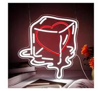SHOUXI Insegna al Neon Insegna Al Neon A Con Cubetti Di Ghiaccio E Cuore Dimmerabile Per Camera Da Letto Hotel Bar Feste Caverna Dell'uomo Decorazione 32.6cmx36.5cm