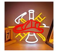 SHOUXI Insegna al Neon LED Casco Dei Vigili Del Fuoco Dimmerabile Per Insegne Al Neon Per Vigili Del Fuoco Per Camera Da Letto Per Bambini Sala Giochi Man Cave Hero Decor 35x29.5cm