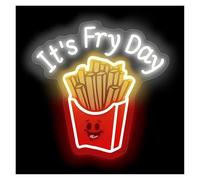 SHOUXI Insegna al Neon LED Insegna Al Neon Di Patatine Fritte It's Fry Day Luce A LED USB Per La Decorazione Del Ristorante Di Pollo Fritto Lampada Illuminata 32cmx32cm