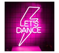 SHOUXI Insegna al Neon LED Let's Dance Insegna Al Neon Fulmine LED Luce Dimmerabile Per Camera Da Letto Bar Matrimonio Compleanno Festa Danzante Prom Night Decor 40cmx25cm