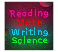 SHOUXI Insegna al Neon LED Reading Math Writing Science Insegna Al Neon USB Luce A Led Per Aula, Caffetteria, Scuola, Sala Da Gioco, 45x41cm