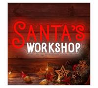 SHOUXI Insegna al Neon LED Santas Workshop Insegna Al Neon Party Bar Coffee Shop Decor USB Dimmerabile Per L'apertura Della Festa In Casa 36.8x17cm