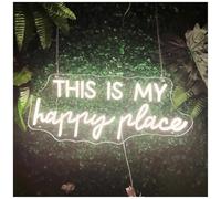 SHOUXI Insegna al Neon Questo È Il Mio Posto Felice, Insegne Al Neon Per Decorazioni Murali, Decorazioni Per Camere Da Letto E Inaugurazione Della Casa(65X26.5cm)