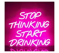 SHOUXI Insegna al Neon Stop Thinking Start Drinking Insegna Al Neon Con Lettera USB Per Casa Feste Bar Club Ristoranti Negozi Stanze Decorazione Artistica 32cmx36cm(Rosa)