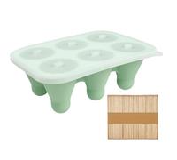 Shouxiut Stampo per ghiaccio in silicone, a 6 cavità, a prova di perdite, facile rilascio, stampo in silicone con bastoncini, per yogurt, succhi, torte, tartufi, dessert, fondente, caramello
