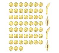 Shovelmty Set di 56 Punte per Legna da Ardere con Lettere, Incluso Alfabeto, Dorato, per Goffratura Fai da Te, Intaglio, Lavorazione Artigianale del Legno