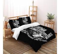 SHOVERKD Alfa Lupo Forza Copriletto Stampa 3D WildVita Foresta Terra Set Di Biancheria Microfibra Leggera Chiusura A Zip Per Bambini/Ragazzi Con 2 Federe King（220x240cm）