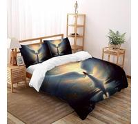 SHOVERKD Angelo Guardiano Luce Copripiumino 3D Stampa Fantasia Set Di Biancheria Microfibra Leggera Chiusura A Zip Per Bambini/Ragazzi 3 Pezzi Super King（260x220cm）