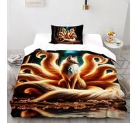 SHOVERKD AquiSolitario Foresta Guardiano Copriletto 3D Stampa Fantasia Terra Set Di Biancheria Microfibra Leggera Chiusura A Cerniera Per Bambini/Ragazzi 2 Pezzi Single（135x200cm）