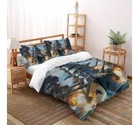 SHOVERKD BattleNave Artiglieria Potere Copriletto Stampa 3D Veicolo Biancheria Da Letto Morbida Microfibra Chiusura A Zip Per Bambini/Ragazzi 3 Pezzi King(220x240cm)