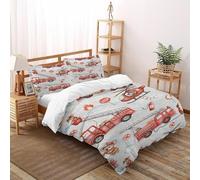 SHOVERKD camion dei pompieri Set Copripiumino 3 Pezzi Con Stampa 3D Sports Themes Incluso Copripiumino Con 2 Federe in Microfibra Morbida E Leggera Double（200x200cm）