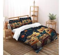 SHOVERKD Copripiumino Foxes Natale Stampa Grafica 3D Animal Theme Set Di Biancheria Da Letto in Microfibra Per Bambini Double（200x200cm）