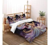 SHOVERKD Cosmico Floreale Cappello Musa Copriletto 3D Stampa Fata Tale Fantasia Set Di Biancheria Microfibra Leggera Chiusura A Cerniera Per Bambini/Ragazzi 3 Pezzi Double（200x200cm）