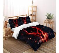 SHOVERKD Cremisi Lupo Energia Copriletto Stampa 3D WildVita Foresta Terra Set Di Biancheria Morbida Microfibra Chiusura A Zip Per Bambini/Ragazzi Con 2 Federe Double（200x200cm）