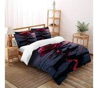 SHOVERKD Crepa rosa Set Copripiumino 3 Pezzi Con Stampa 3D Temi rose Copripiumino Con 2 Federe Con Federe in Microfibra Ultra Morbida Super King（260x220cm）