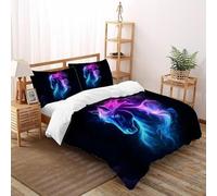 SHOVERKD Cyber Cavallo Nexus Copripiumino 3D Stampa Fauna Terra Animali Set Di Biancheria Morbida Microfibra Chiusura A Zip Per Bambini/Ragazzi Con 2 Federe King（220x240cm）