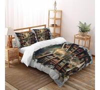 SHOVERKD Dimensionale Magia Biblioteca Copripiumino 3D Stampa Biancheria Da Letto Microfibra Leggera Chiusura A Cerniera Per Bambini/Ragazzi 3 Pezzi Double(200x200cm)
